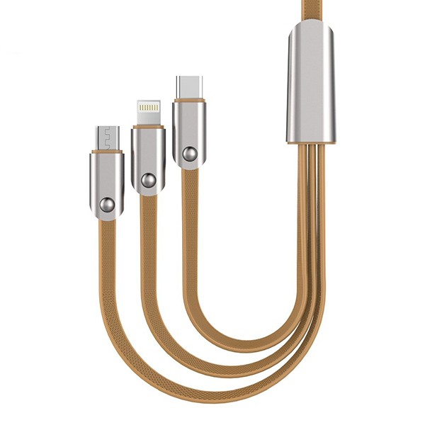 Awei Kabel USB 3 w 1 USB Typ C, Micro USB, Lightning 1,5 metra złoty