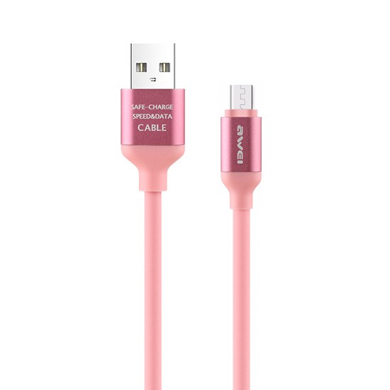 Awei Kabel USB Micro USB 1 metr różowy
