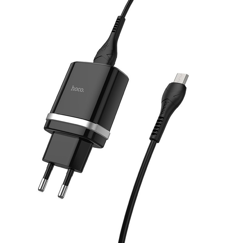 Ładowarka sieciowa Hoco Smart 1xUSB QC 3.0 z kablem Micro USB Czarna