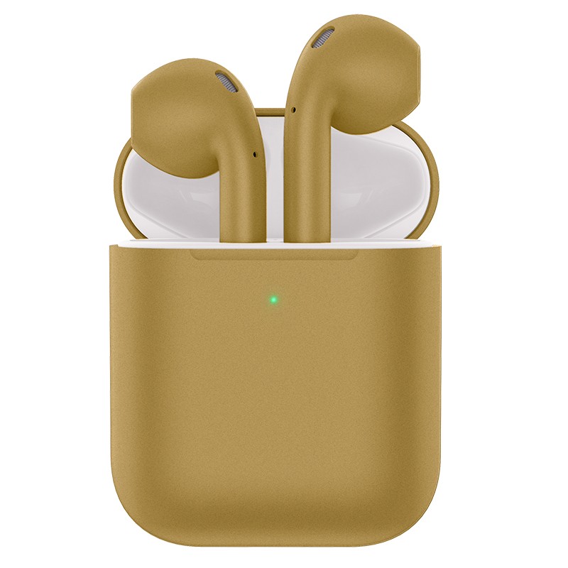 Hoco Słuchawki Bluetooth Plus Original TWS Złote + czerwone etui silikonowe