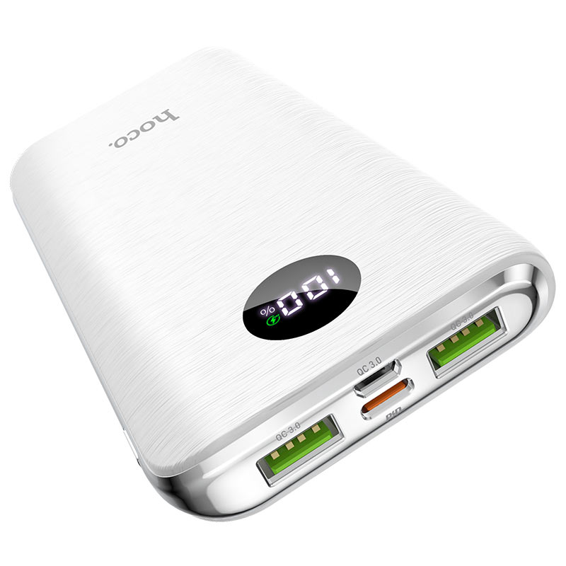 Hoco Power Bank Speed Flash 2xUSB + USB Typ C PD QC 3.0 10000mAh Biały